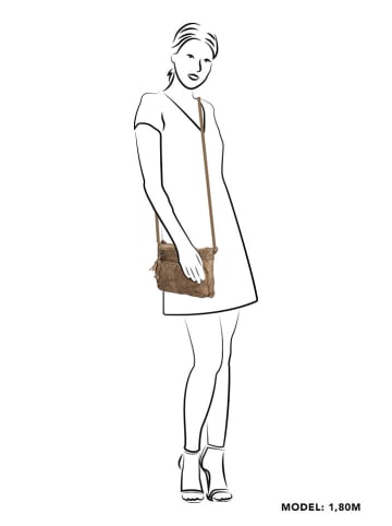 HIDE & STITCHES Leren schoudertas beige - (B)23 x (H)17 x (D)3 cm