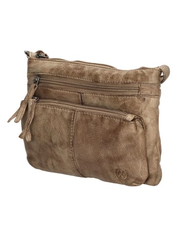 HIDE & STITCHES Leren schoudertas beige - (B)23 x (H)17 x (D)3 cm