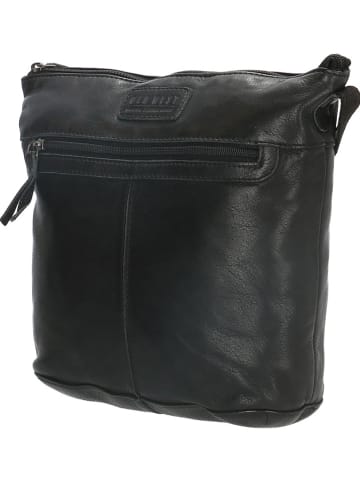 HIDE & STITCHES Leder-Umhängetasche in Schwarz - (B)29 x (H)24 x (T)10 cm