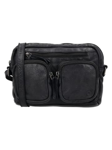 HIDE & STITCHES Leder-Umhängetasche in Schwarz - (B)23 x (H)17 x (T)5 cm
