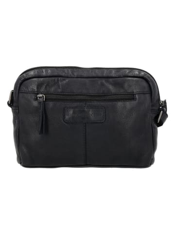 HIDE & STITCHES Leder-Umhängetasche in Schwarz - (B)23 x (H)17 x (T)5 cm