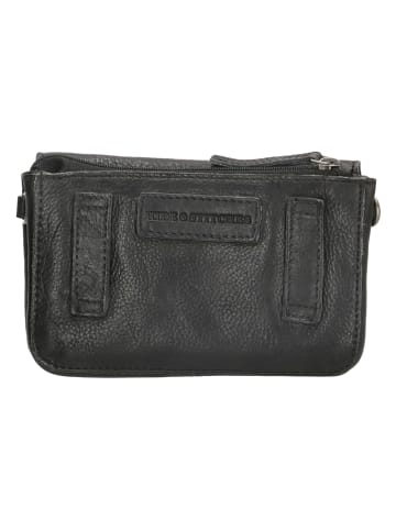 HIDE & STITCHES Leder-Handytasche in Schwarz - (B)18 x (H)11 x (T)5 cm