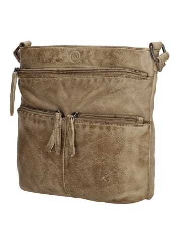 HIDE & STITCHES Leder-Umhängetasche in Beige - (B)20 x (H)22 x (T)3 cm