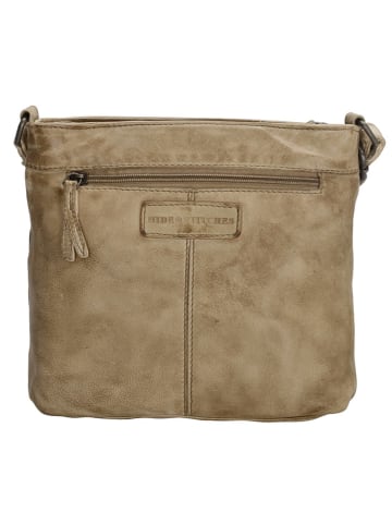 HIDE & STITCHES Leder-Umhängetasche in Beige - (B)20 x (H)22 x (T)3 cm