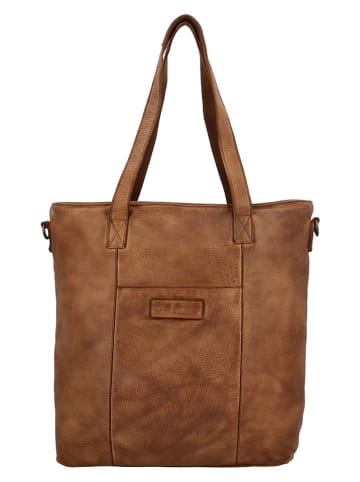 HIDE & STITCHES Leren schoudertas lichtbruin - (B)37 x (H)39 x (D)9 cm