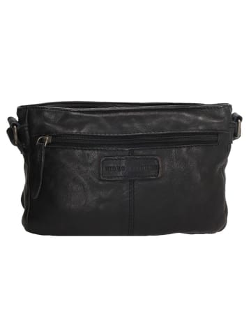 HIDE & STITCHES Leder-Umhängetasche in Schwarz - (B)23 x (H)16 x (T)4 cm