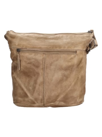 HIDE & STITCHES Leren schoudertas beige - (B)29 x (H)24 x (D)10 cm