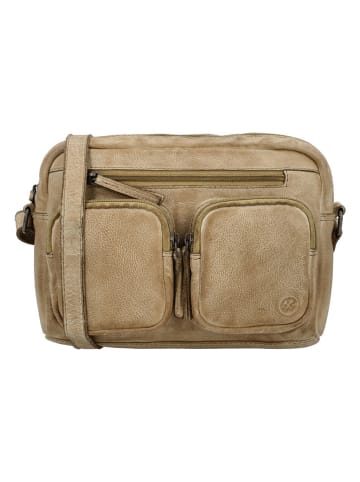 HIDE & STITCHES Leren schoudertas beige - (B)23 x (H)17 x (D)5,5 cm