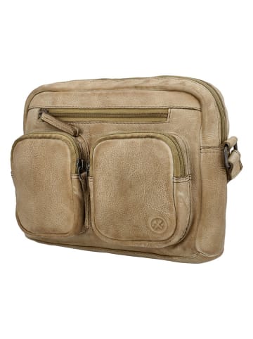 HIDE & STITCHES Leder-Umhängetasche in Beige - (B)23 x (H)17 x (T)5,5 cm