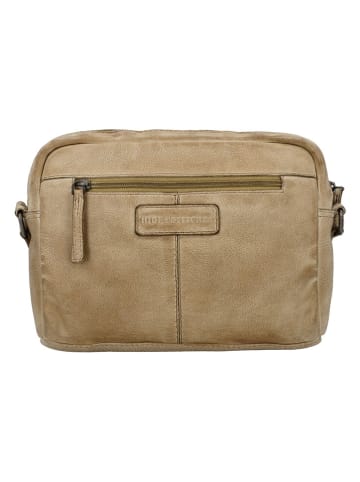 HIDE & STITCHES Leder-Umhängetasche in Beige - (B)23 x (H)17 x (T)5,5 cm