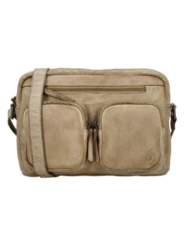 HIDE & STITCHES Leren schoudertas beige - (B)27 x (H)20 x (D)6 cm