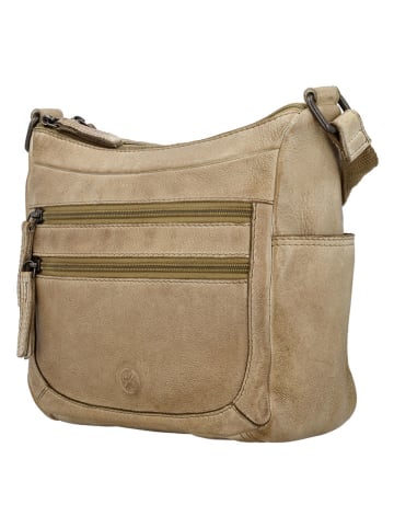 HIDE & STITCHES Leder-Umhängetasche in Beige - (B)21 x (H)19 x (T)10 cm