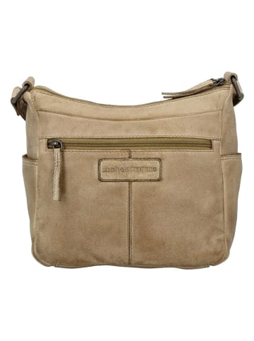HIDE & STITCHES Leder-Umhängetasche in Beige - (B)21 x (H)19 x (T)10 cm