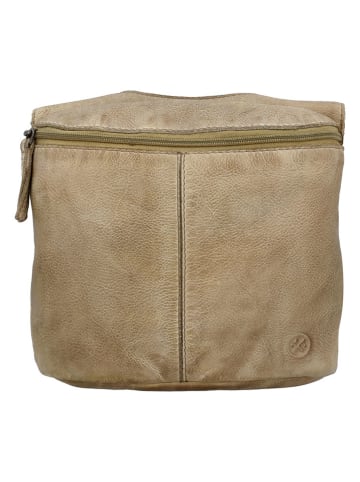HIDE & STITCHES Leder-Umhängetasche in Beige - (B)22 x (H)20 x (T)7 cm
