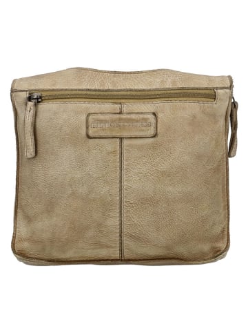 HIDE & STITCHES Leder-Umhängetasche in Beige - (B)22 x (H)20 x (T)7 cm