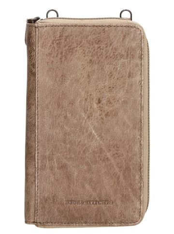 HIDE & STITCHES Leder-Handytasche in Hellbraun - (B)11,5 x (H)19 x (T)3 cm