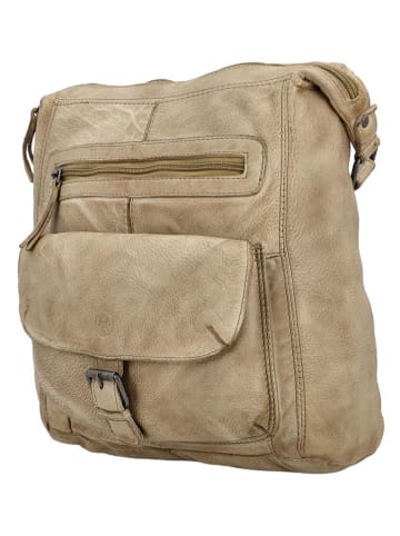 HIDE & STITCHES Leder-Umhängetasche in Beige - (B)27 x (H)29 x (T)9 cm