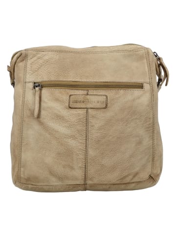 HIDE & STITCHES Leder-Umhängetasche in Beige - (B)27 x (H)29 x (T)9 cm