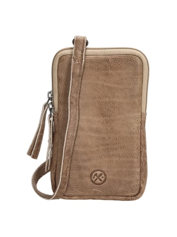 HIDE & STITCHES Leren smartphonetas taupe - (B)10 x (H)18 x (D)2,5 cm