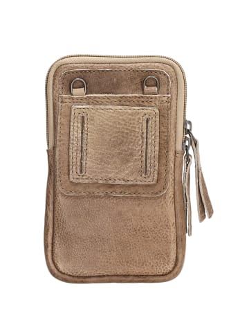 HIDE & STITCHES Leder-Handytasche in Taupe - (B)10 x (H)18 x (T)2,5 cm
