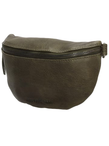 HIDE & STITCHES Leder-Gürteltasche in Khaki - (B)22,5 x (H)14 x (T)5,5 cm
