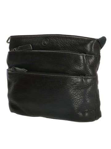 HIDE & STITCHES Leder-Umhängetasche in Schwarz - (B)26 x (H)20 x (T)5 cm