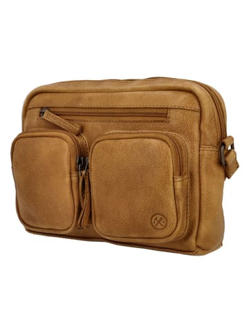 HIDE & STITCHES Leder-Umhängetasche in Hellbraun - (B)23 x (H)17 x (T)5,5 cm