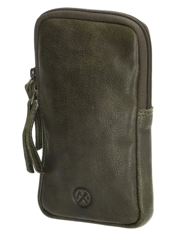 HIDE & STITCHES Leren smartphonetas olijfgroen - (B)10 x (H)18 x (D)2,5 cm