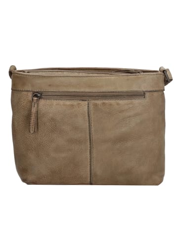 HIDE & STITCHES Leder-Umhängetasche in Taupe - (B)26 x (H)20 x (T)5 cm