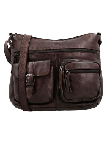 HIDE & STITCHES Leren schoudertas bruin - (B)34 x (H)25 x (D)10 cm