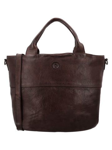 HIDE & STITCHES Leder-Schultertasche in Braun - (B)37 x (H)29 x (T)12 cm
