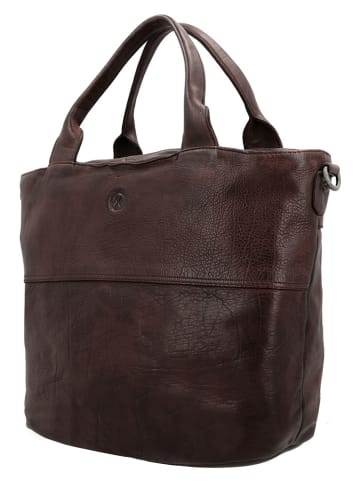 HIDE & STITCHES Leder-Schultertasche in Braun - (B)37 x (H)29 x (T)12 cm