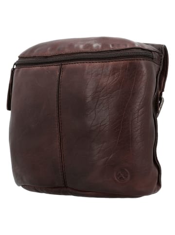 HIDE & STITCHES Leren schoudertas bruin - (B)22 x (H)20 x (D)7 cm