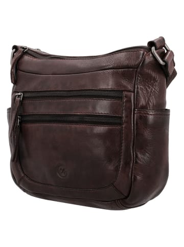 HIDE & STITCHES Leder-Umhängetasche in Braun - (B)34 x (H)25 cm