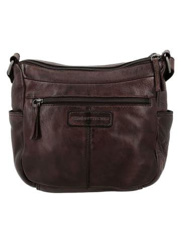HIDE & STITCHES Leder-Umhängetasche in Braun - (B)34 x (H)25 cm