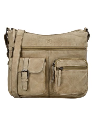 HIDE & STITCHES Leren schoudertas beige - (B)34 x (H)25 x (D)10 cm
