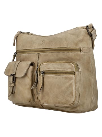 HIDE & STITCHES Leder-Umhängetasche in Beige - (B)34 x (H)25 x (T)10 cm