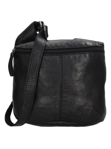 HIDE & STITCHES Leren schoudertas zwart - (B)22 x (H)20 x (D)7 cm