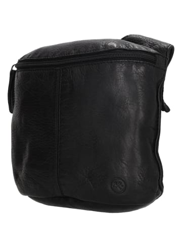 HIDE & STITCHES Leren schoudertas zwart - (B)22 x (H)20 x (D)7 cm