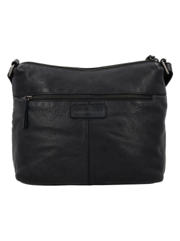 HIDE & STITCHES Leren schoudertas zwart - (B)34 x (H)25 x (D)10 cm