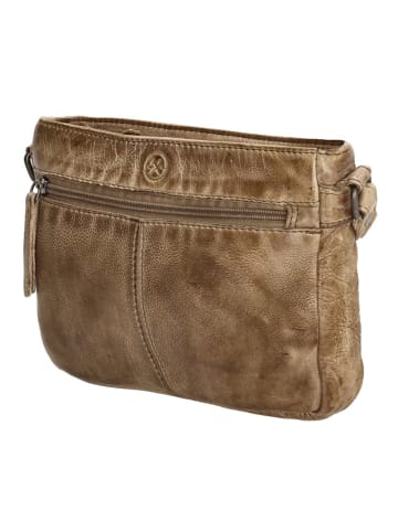 HIDE & STITCHES Leren schoudertas beige - (B)23 x (H)16 x (D)4 cm