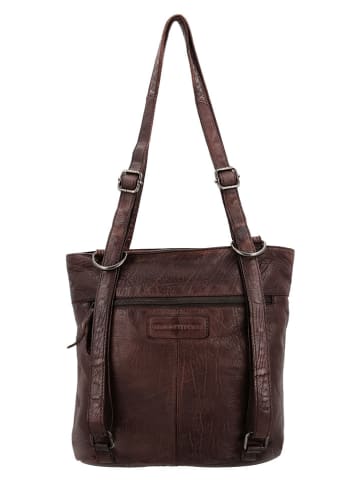 HIDE & STITCHES Leder-Rucksack in Braun - (B)26,5 x (H)23 x (T)10 cm