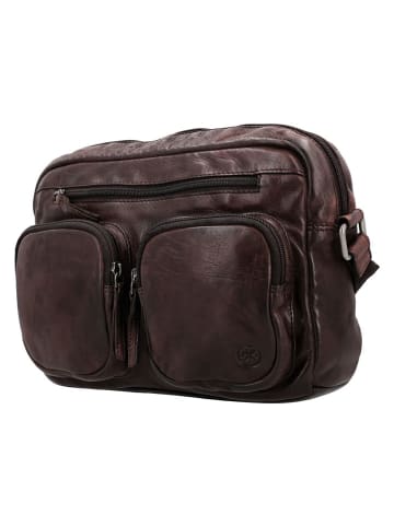 HIDE & STITCHES Leder-Umhängetasche in Braun - (B)23 x (H)17 x (T)5 cm