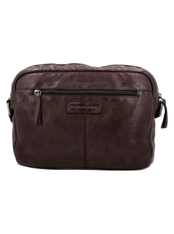 HIDE & STITCHES Leder-Umhängetasche in Braun - (B)23 x (H)17 x (T)5 cm