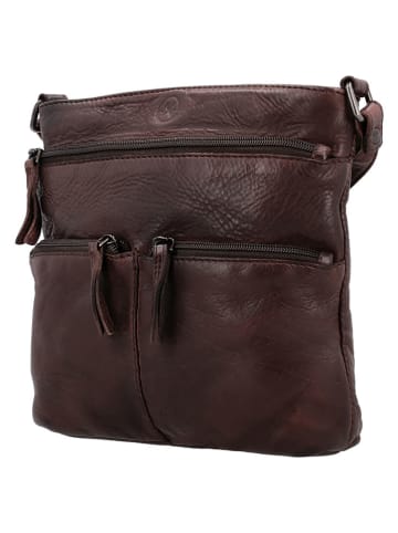 HIDE & STITCHES Leder-Umhängetasche in Braun - (B)20 x (H)22 x (T)3 cm