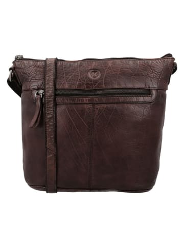 HIDE & STITCHES Leren schoudertas bruin - (B)29 x (H)24 x (D)10 cm