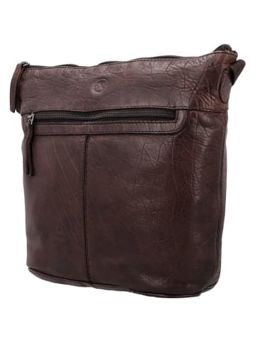 HIDE & STITCHES Leder-Umhängetasche in Braun - (B)29 x (H)24 x (T)10 cm