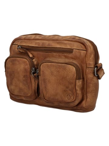 HIDE & STITCHES Leder-Umhängetasche in Hellbraun - (B)23 x (H)17 x (T)5,5 cm