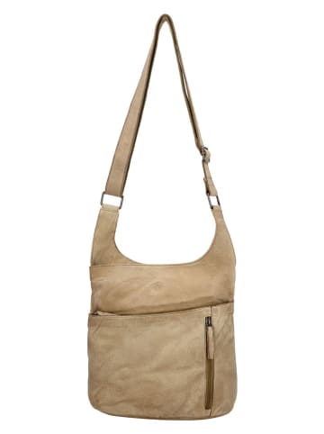 HIDE & STITCHES Leder-Umhängetasche in Beige - (B)28 x (H)27 x (T)10 cm