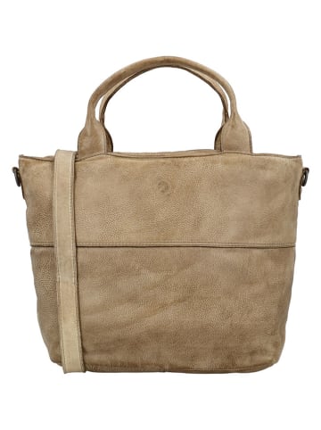 HIDE & STITCHES Leder-Schultertasche in Beige - (B)39 x (H)27 x (T)12 cm